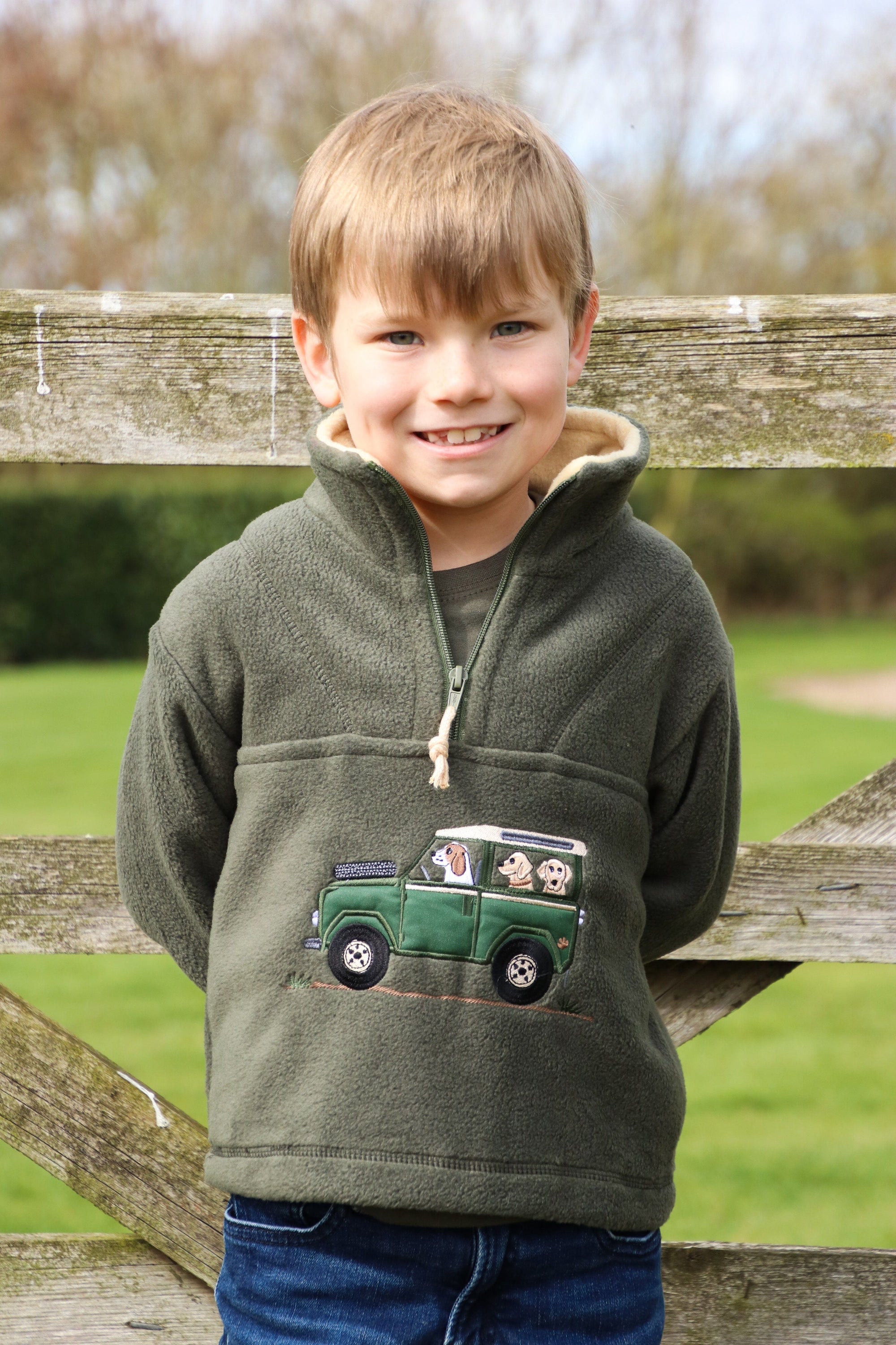 British country collection offroader & dogs childrens fleece
