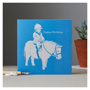 Deckled edge colour block pony card