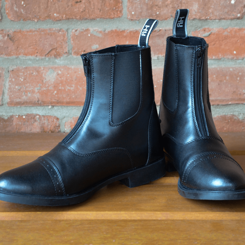 Hy equestrian york synthetic combi leather zip jodhpur boots