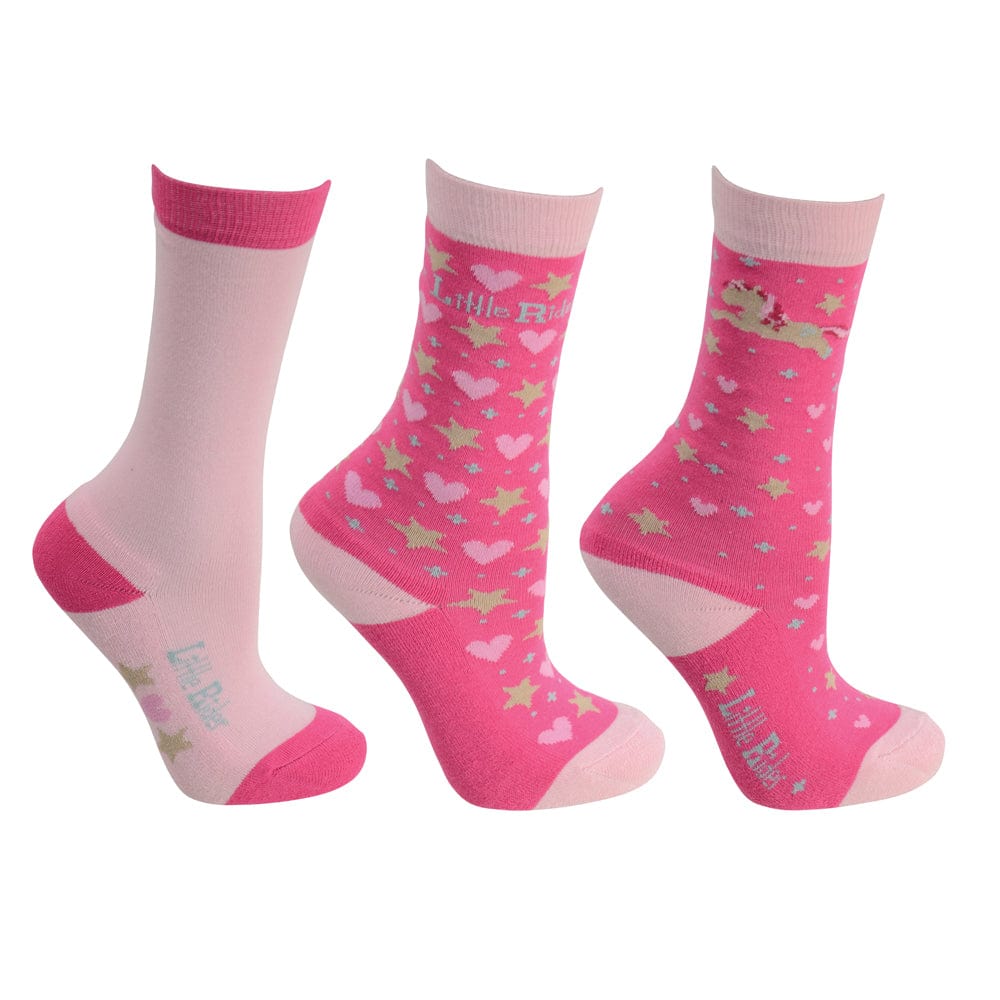 Little rider little show pony socks (pack of 3) - cameo pink