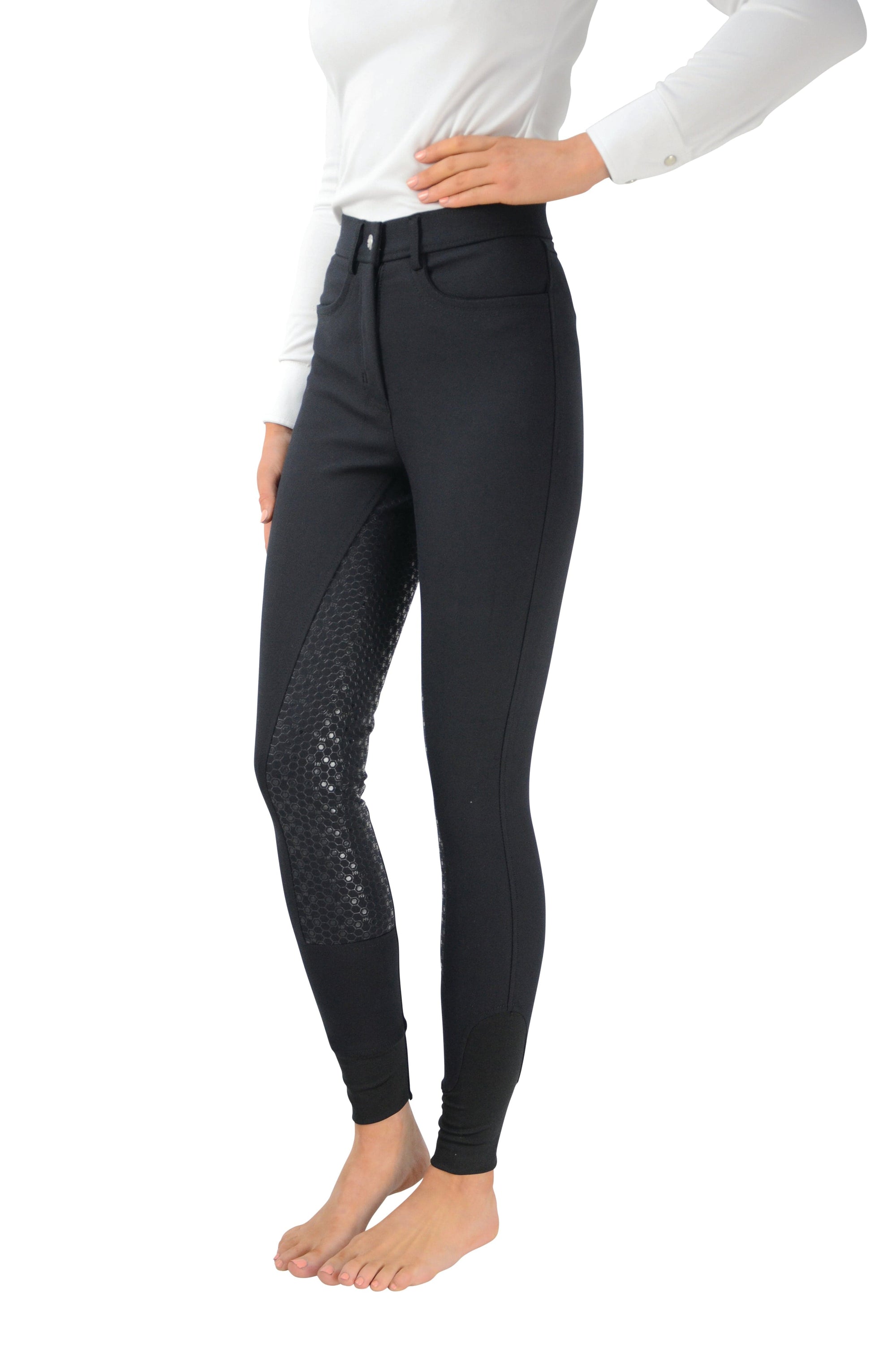 Hy equestrian sarah-jane silicone ladies breeches - black - 