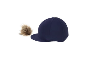 Hy equestrian hat cover with faux fur pom pom