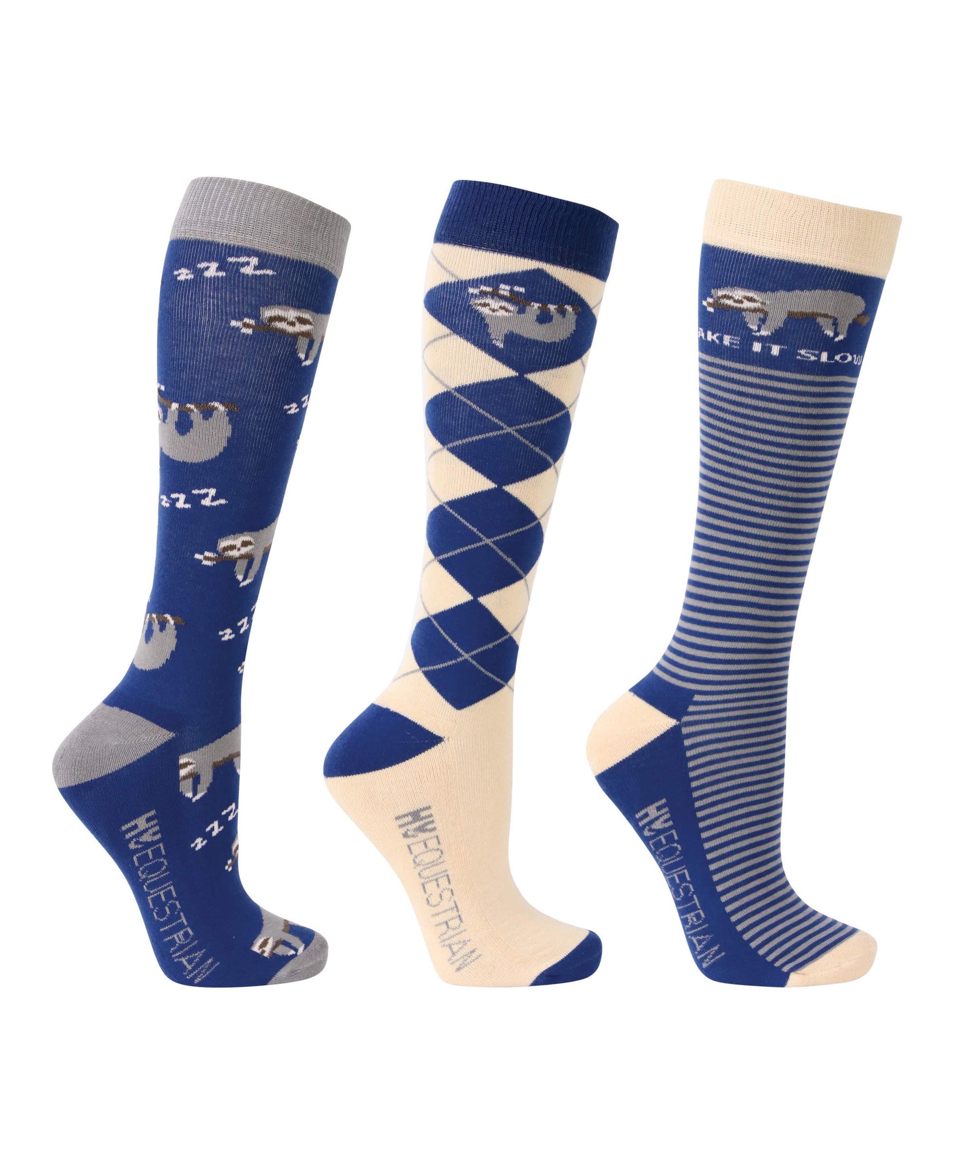 Hy equestrian slow sloth socks (pack of 3)