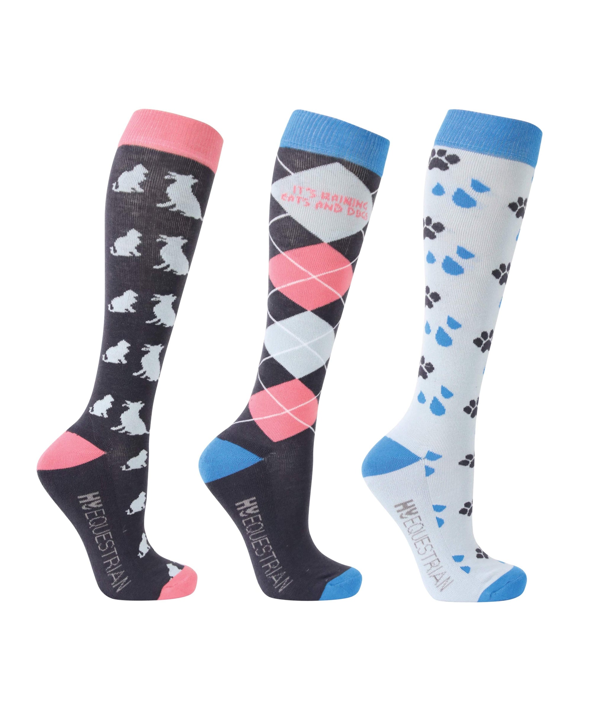 Hy equestrian it’s raining cats and dogs socks (pack of 3)