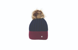 Hy equestrian synergy luxury bobble hat- navy/fig