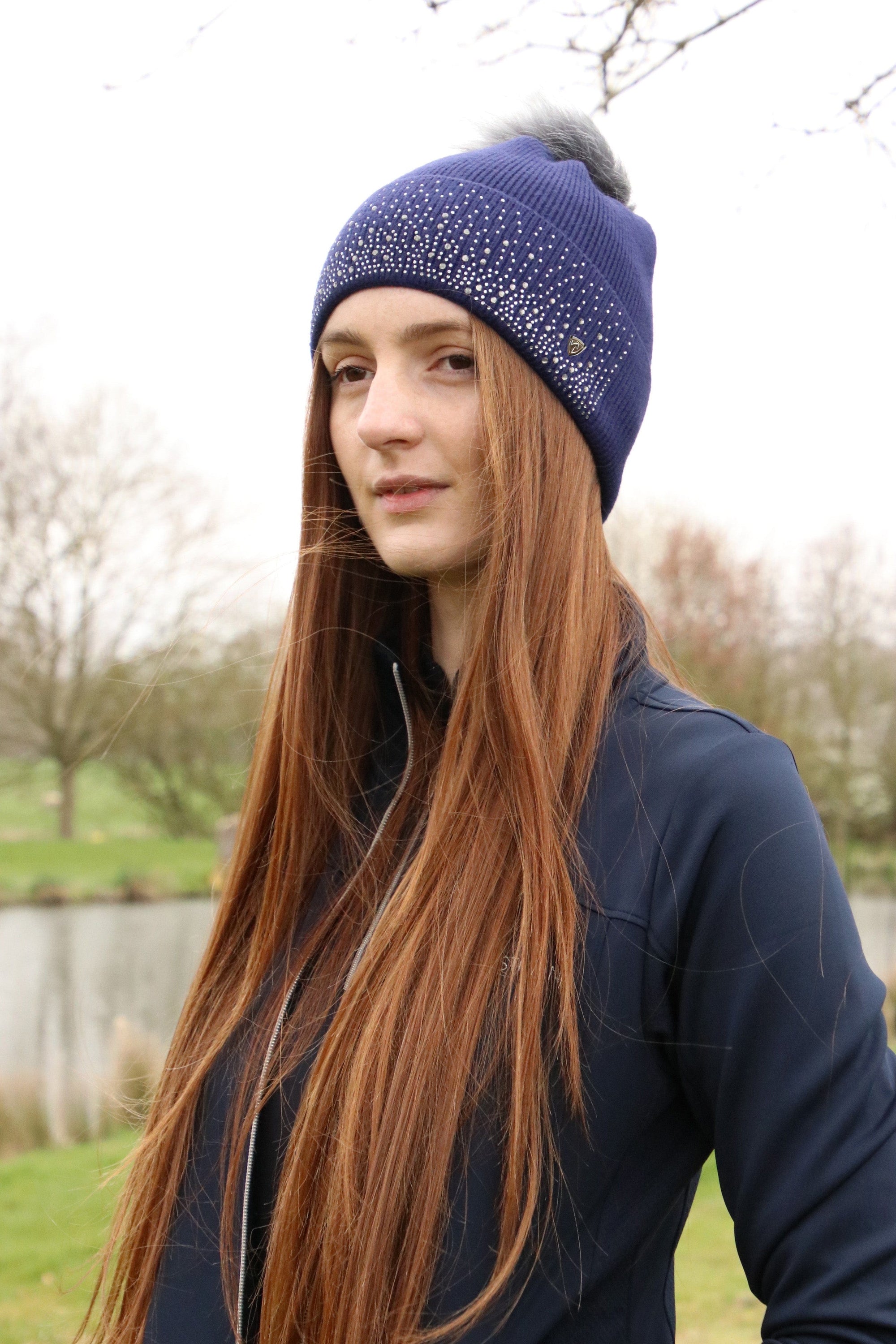 Hy equestrian synergy diamante bobble hat