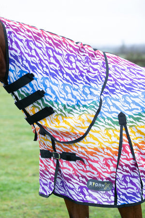 Stormx original zebra rainbow print fly rug