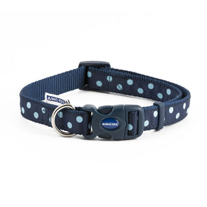 Ancol Patterned Collection Collar Navy Polka Dot