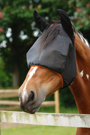 Equilibrium Field Relief Midi Fly Mask & Ears Black/Orange