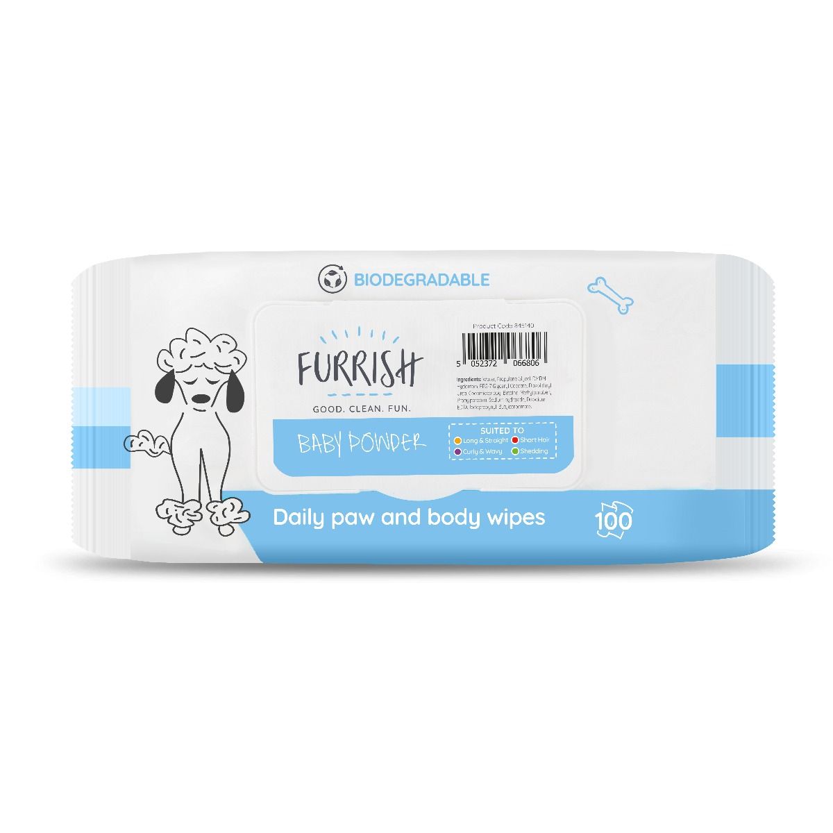 Furrish Daily Paw & Body Wipes- Baby Powder