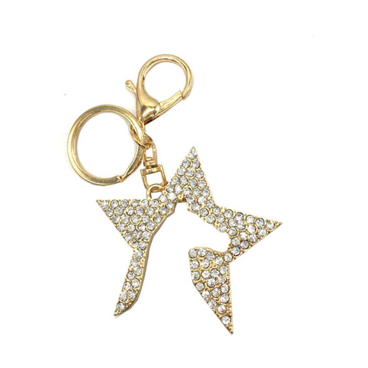 Zeddy diamante key ring - gold/diamante