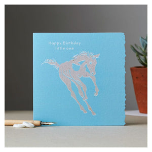 Deckled edge colour block pony card