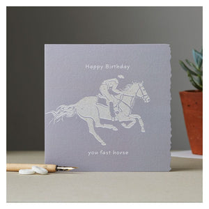 Deckled edge colour block pony card