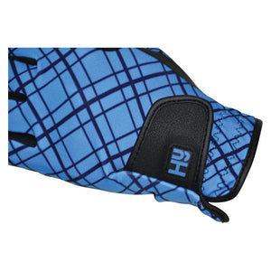 Hy5 lightweight printed riding gloves - blue check - x small