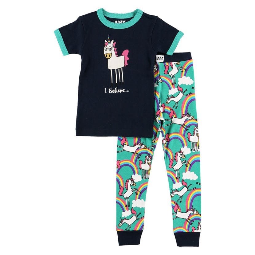 Lazyone girls i believe in unicorns kids pj set