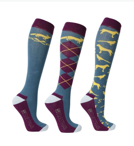 Hy Equestrian Fox and Hound Country Socks (Pack of 3)
